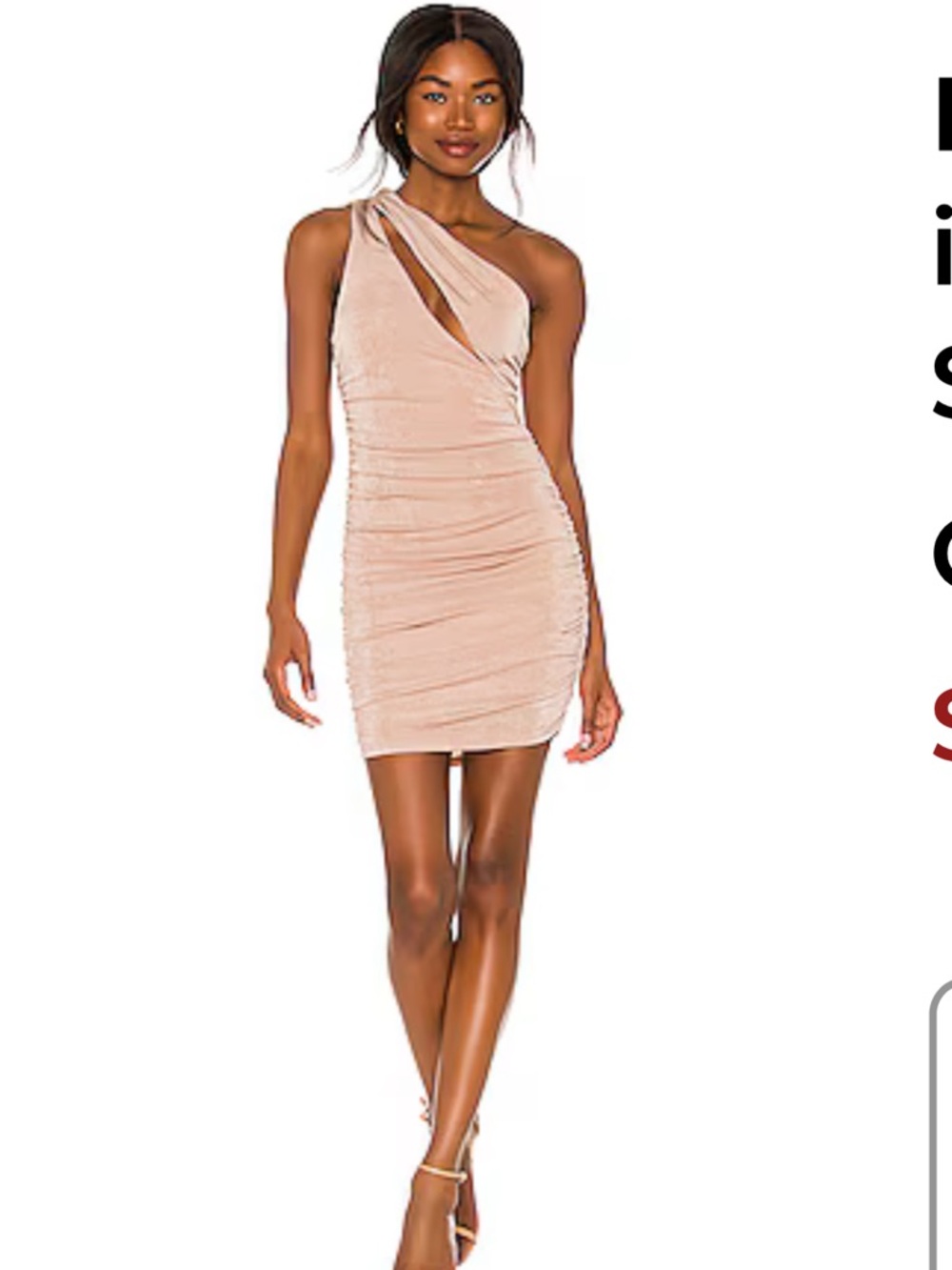 superdown One-Shoulder Cutout Ruched Mini Dress in Blush